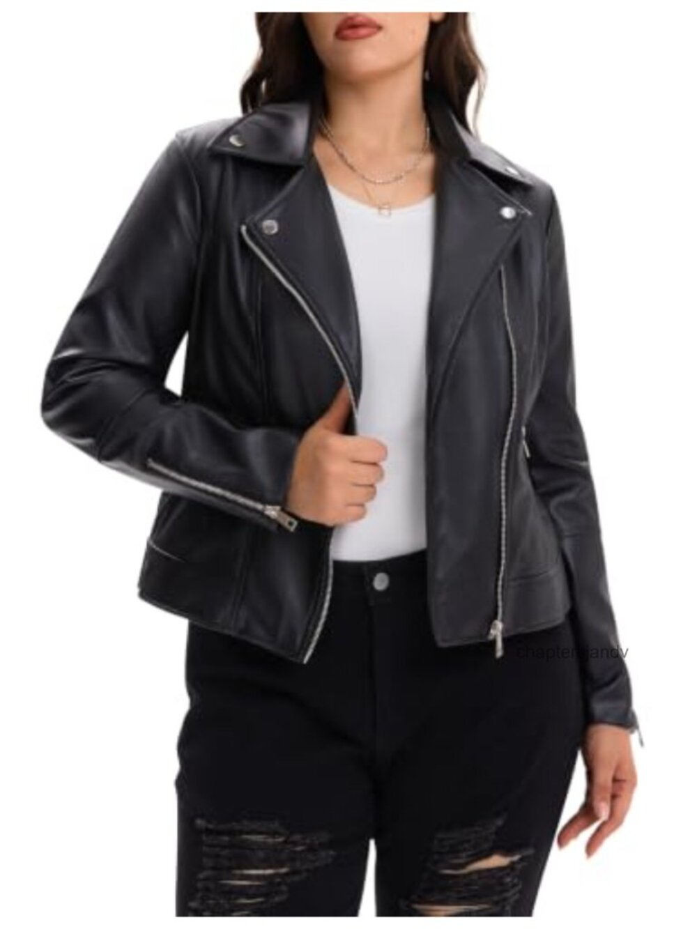 Faux Leather Motorcycle Jacket Slim Short Biker Moto Coat
